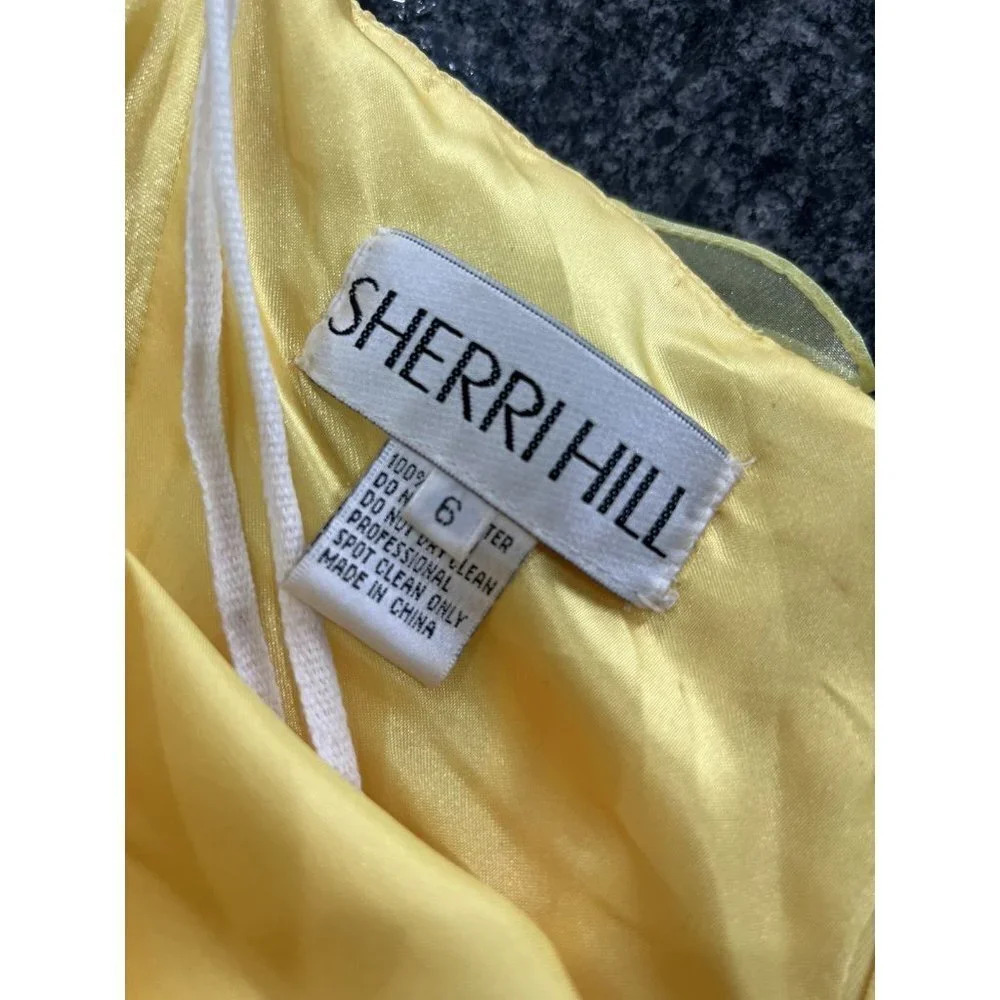 Sherri Hill Yellow Ruffle Organza Strapless Formal Gown $358 - Picture 9 of 11